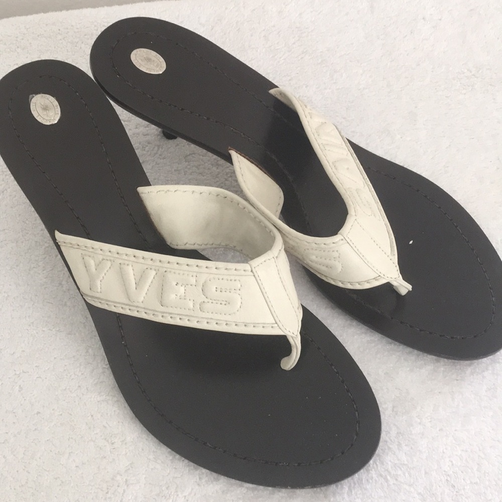 Ysl kitten heel white sandal